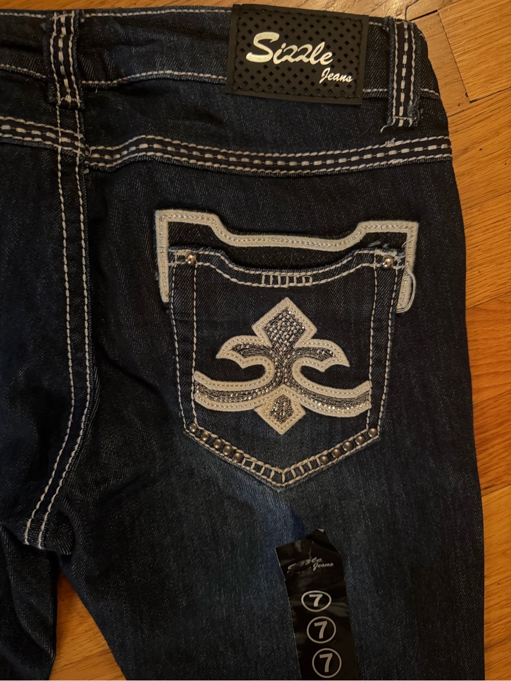 Sizzle Jeans Embellished Dark Wash Denim